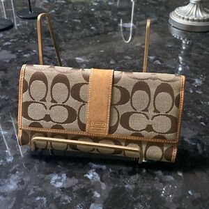 Coach tan canvas envelope wallet